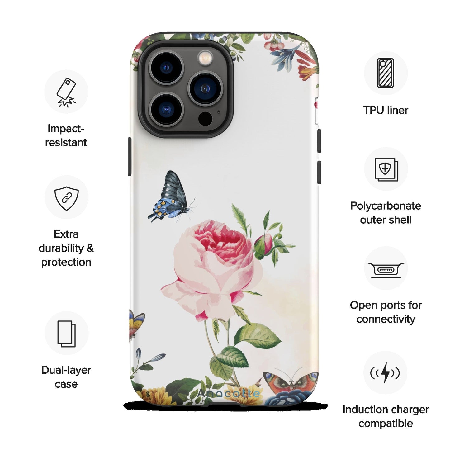 Anacotte Stunning Flower and Butterfly iPhone case-1