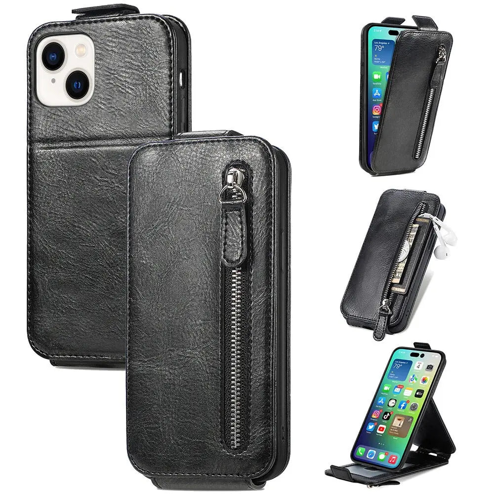 iPhone 14 Leather Zipper Card Wallet Style iPhone case-3