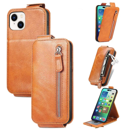 iPhone 14 Leather Zipper Card Wallet Style iPhone case-0