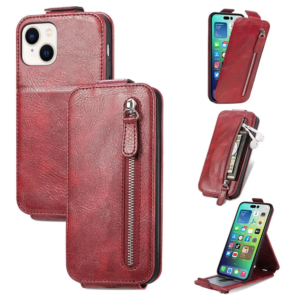 iPhone 14 Leather Zipper Card Wallet Style iPhone case-4