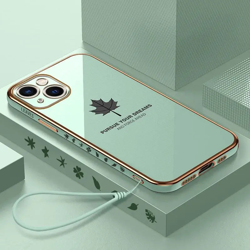 iPhone 14 Anacotte Maple leaves Plating iPhone case-5